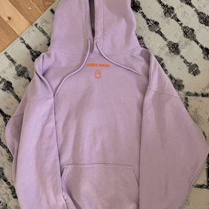 Lonely Ghost Hoodie, Lavendar with Orange, Size L